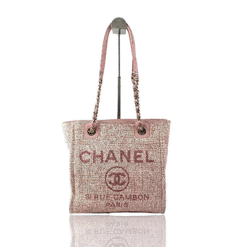 Tropical rattan handle bags for sunny vacation vibes -Chanel Deauville Mini Pink