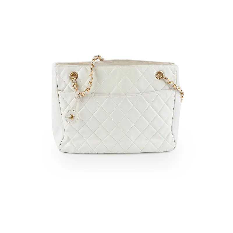 Premium calfskin handle bags for luxurious professional style -Chanel Vintage White Tote Bag