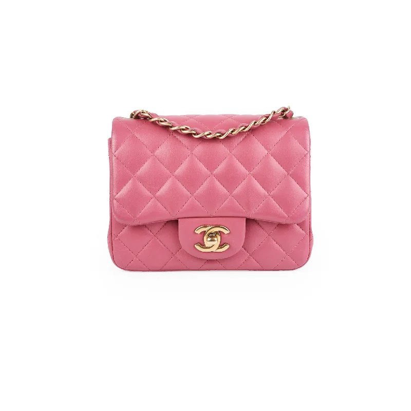 Eco-friendly recycled handle bags for sustainable shoppers -Chanel Square Mini Lambskin Pink