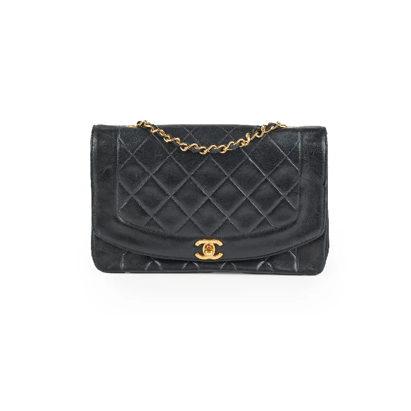 Earth-tone suede handle bags blending into nature -Chanel Diana Lambskin Black Medium