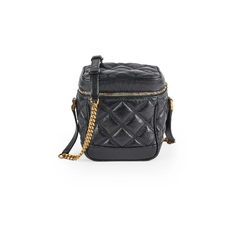 Polished gold handle bags dazzling at formal occasions -Saint Laurent Quilted Vanity Black