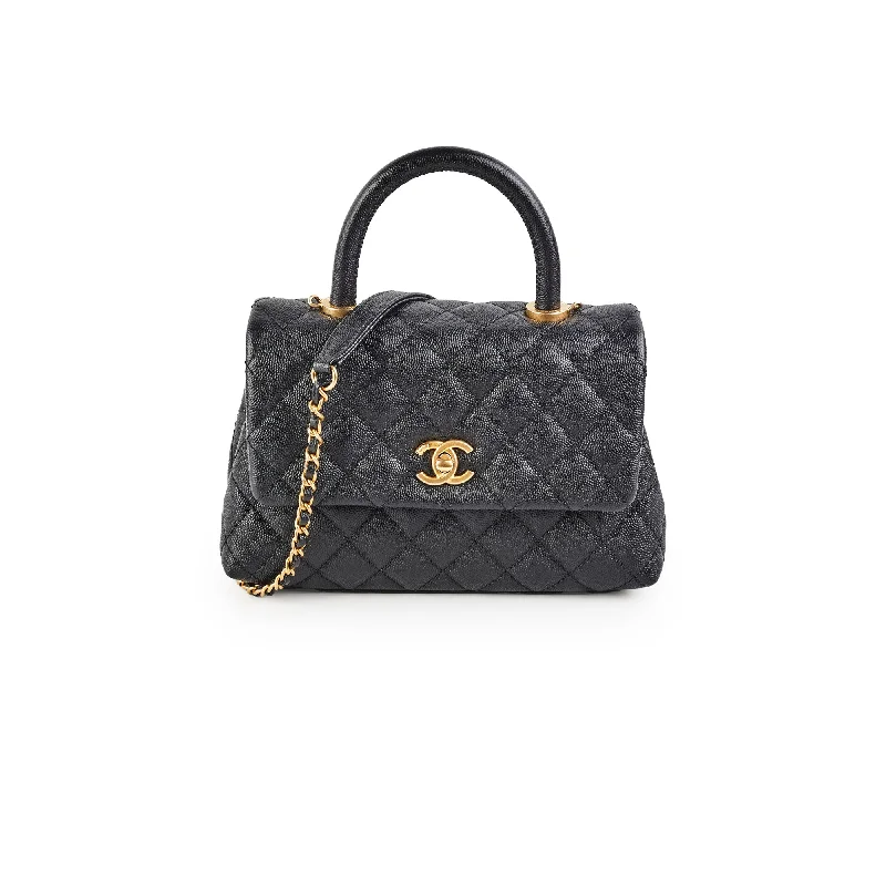 Anti-slip grip handle bags ensuring secure hand carry -Chanel Small Coco Handle Caviar Black