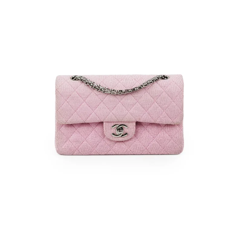 Durable twill handle bags resisting daily wear tear -Chanel Classic Flap Small Pink Fabric - Series 6