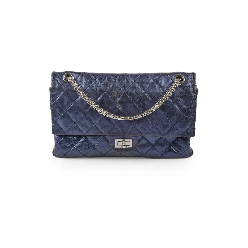 Expandable zipper handle bags fitting more gear easily -Chanel Reissue 226 Metallic Blue - Series 12