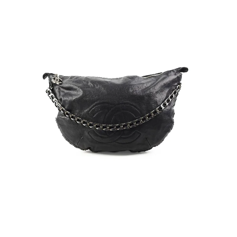 Elegant beaded handle bags for special occasion glamour -Chanel Black Hobo Shoulder Bag - Series 10