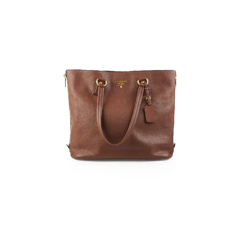 Spacious canvas handle bags perfect for daily errands -Prada Tote Brown