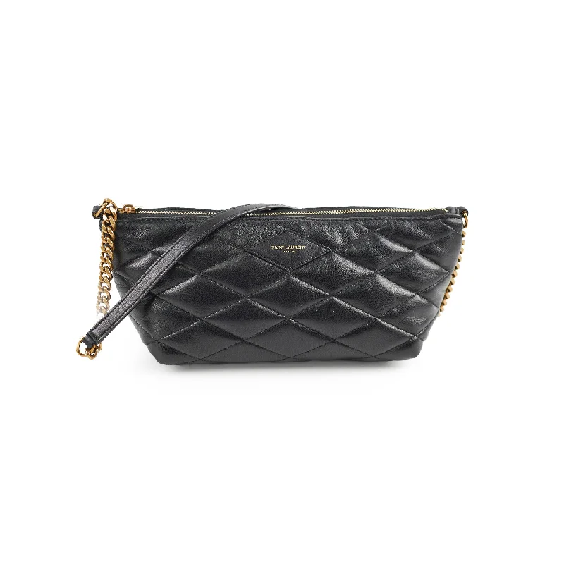 Dainty lace handle bags for delicate bridal charm -Saint Laurent Mini Quilted Leather Bag Black