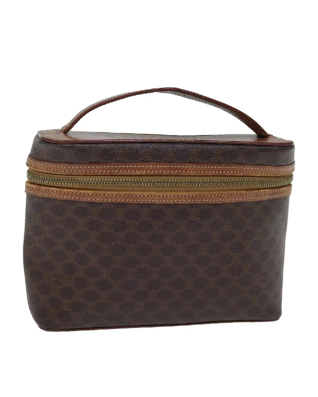 Polka dot handle bags adding playful pattern fun -Vintage Celine Macadam Canvas Vanity Hand Bag