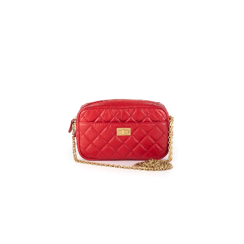 Warm brown handle bags grounding looks with earthiness -Chanel Quilted Calfskin 2.55 Reissue Mini Camera Bag Red