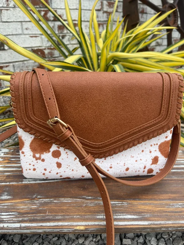 Floral print handle bags adding springtime flair effortlessly -BGA5174 Tillie Cow Whipstitch Crossbody