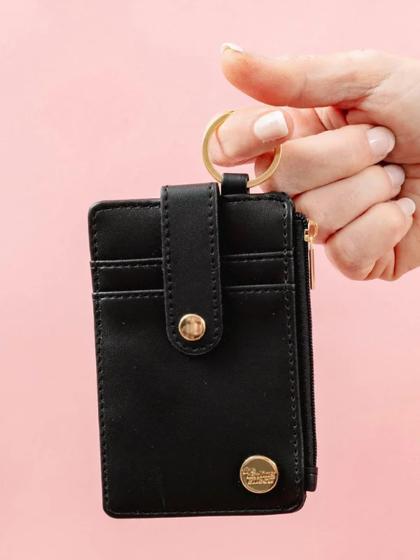 Tote Bags with Leather Handles -Black Keychain Wallet