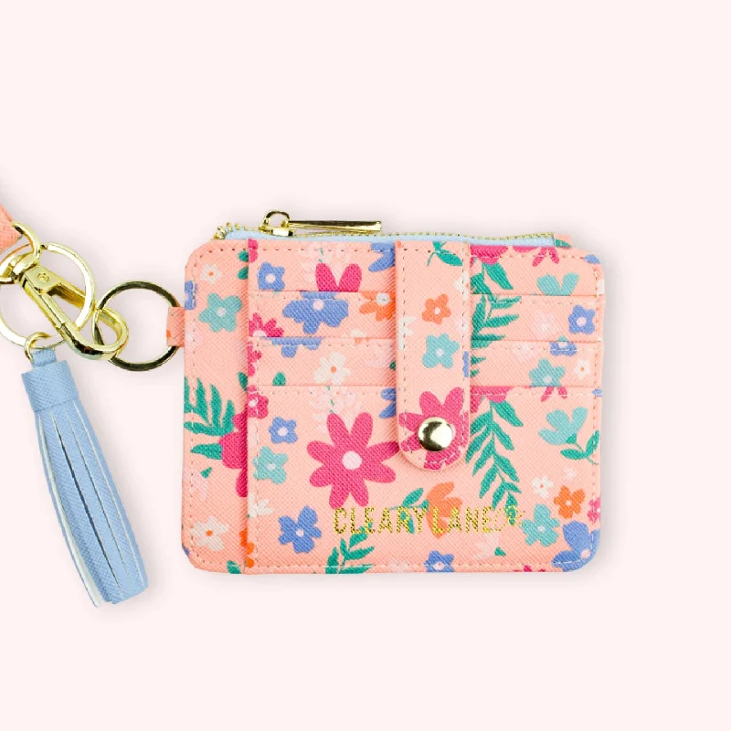 Tote Bags with Shoulder Strap -Blush Floral Jungle Wallet Keychain