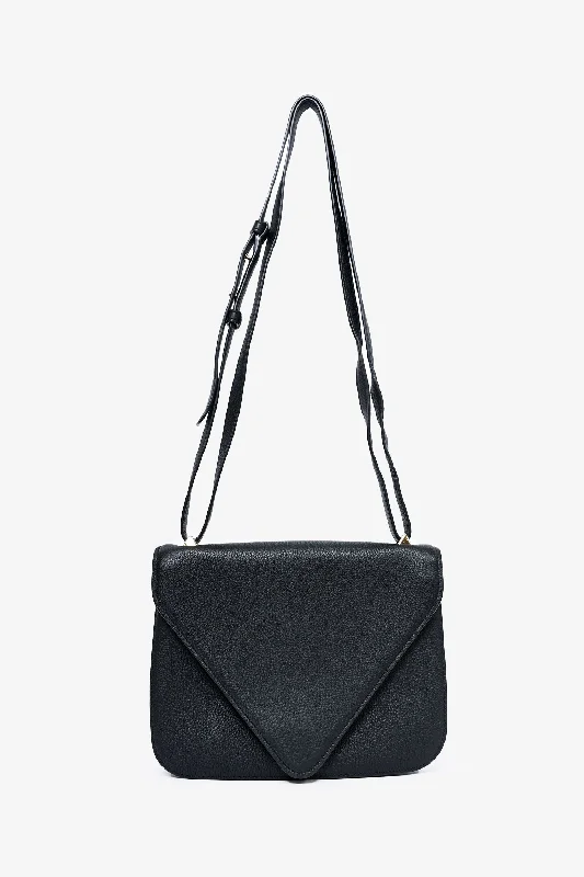 Tote Bags with Rhinestones -Bottega Veneta Black Grained Leather Mount Envelope Chain Small Crossbody Bag