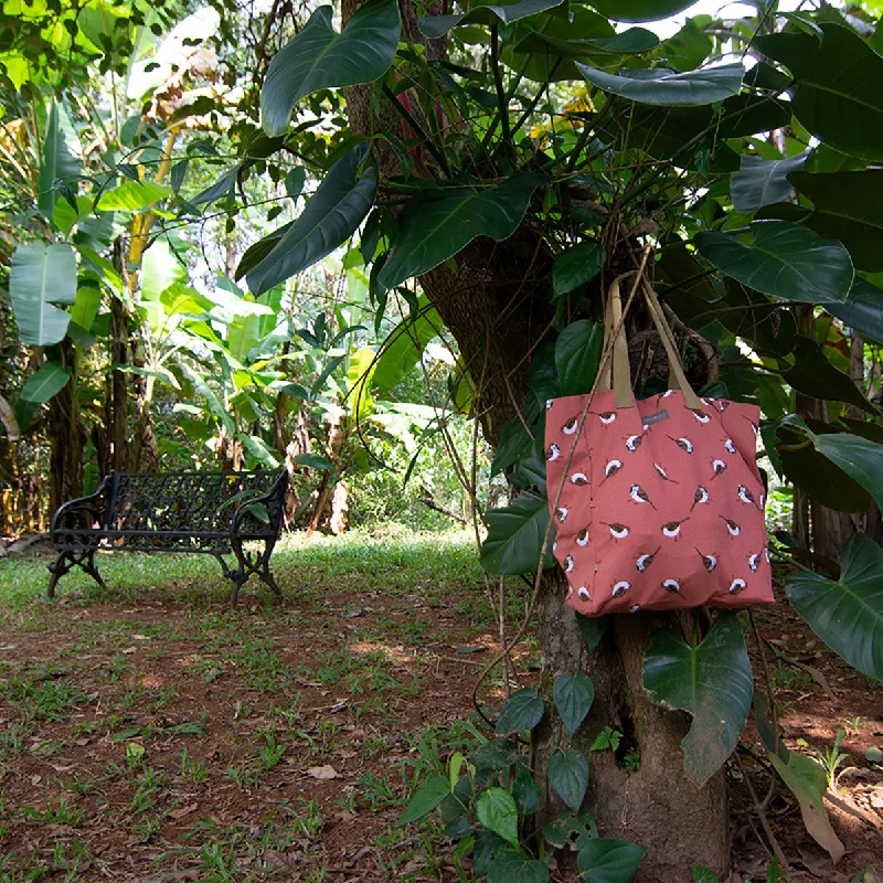 Tote Bags with Denim Handles -Canvas Tote - Sparrows - Burnt Chilli