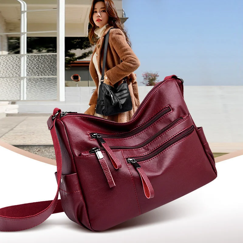 Tote Bags for Travel -Casual soft leather diagonal bag