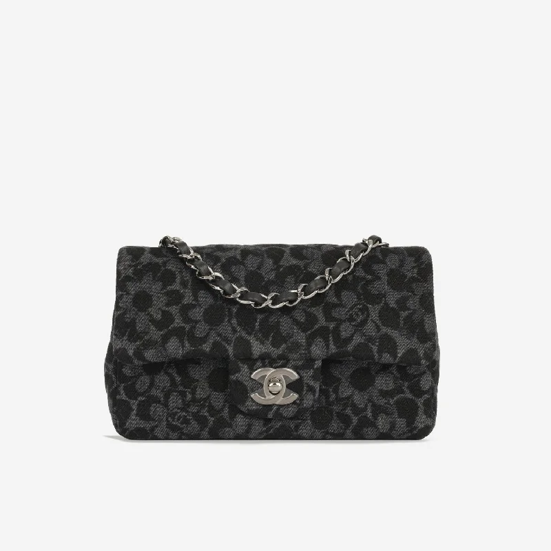 Tote Bags with Animal Prints -Chanel Chanel - Classic Flap Bag - Mini Rectangular - Black Floral Denim SHW - Pristine Condition