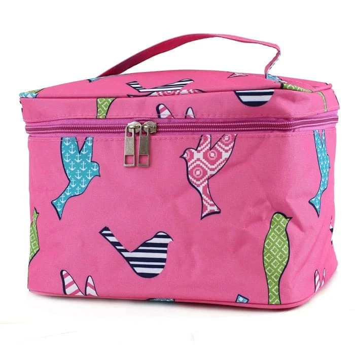 Puffy quilted handle bags offering cozy chic texture -NC70-26 Bird Print Cosmetic/Makeup Bag