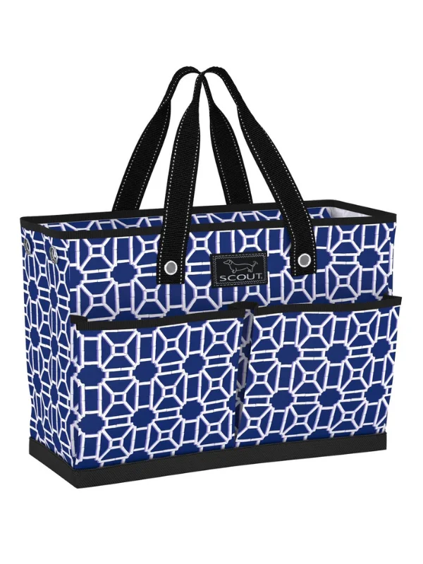 Tote Bags with Suede Handles -Lattice Knight The BJ Bag Pocket Tote by Scout