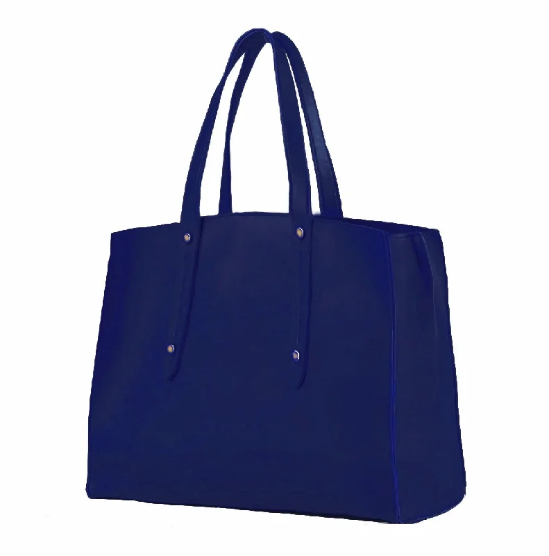 Tote Bags with Leather Handles -CREW BLUE