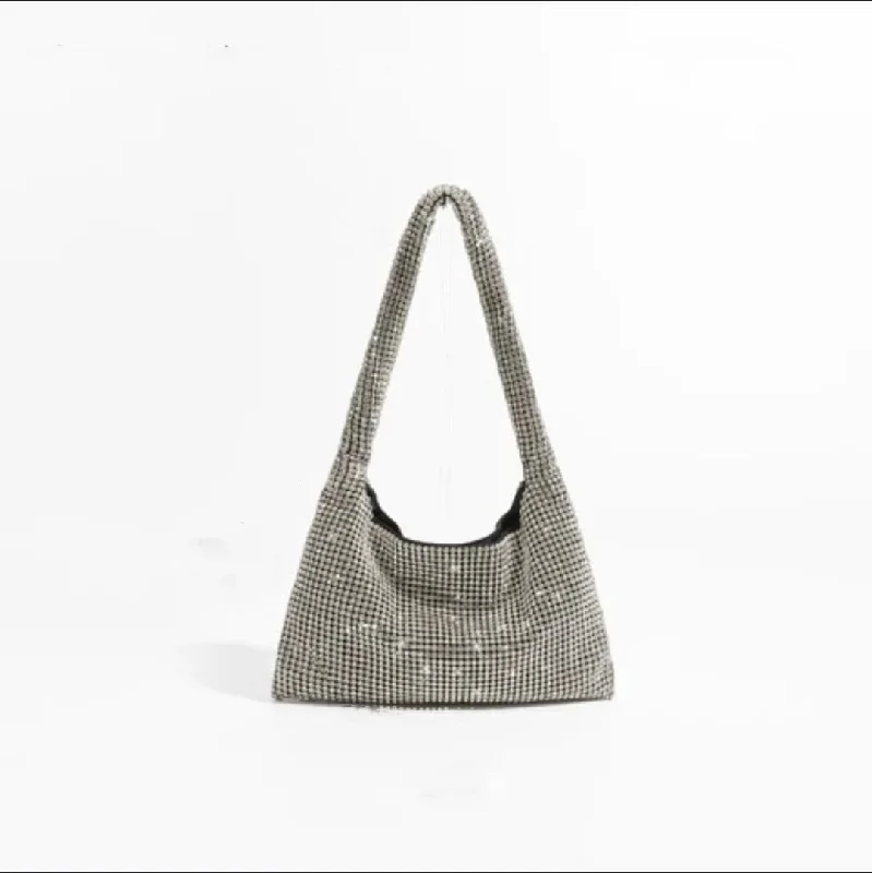 Tote Bags with Reinforced Bottoms -DIAMOND HANDBAG SILVER