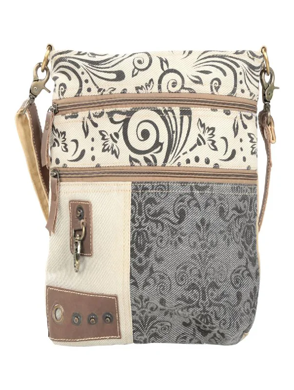 Tote Bags with Tassels -Double Zipper Floral Print Crossbody Bag