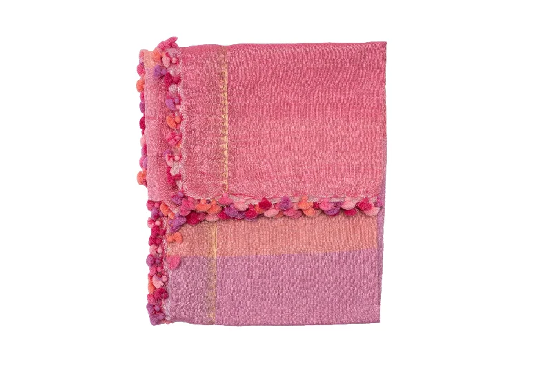 Tote Bags with Pom Poms -Dupatta Pink