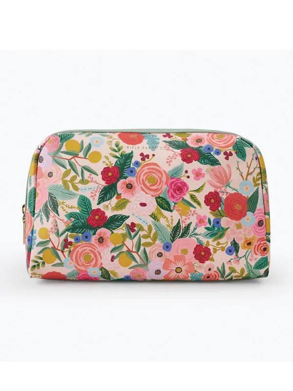 Tote Bags with Debossed Designs -Garden Party Large Cosmetic Pouch by Rifle Paper Co.