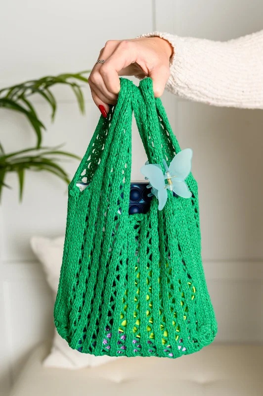 Tote Bags for Office -Girls Day Open Weave Bag in Green