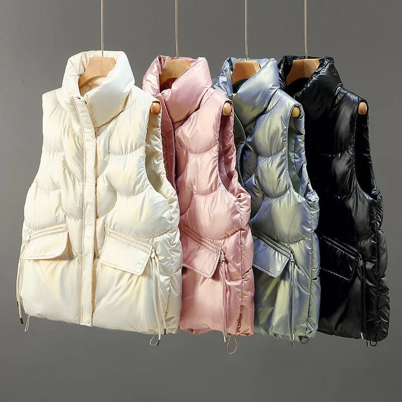 Structured tweed handle bags with classic textured appeal -Casual cropped warm cotton vest jacket