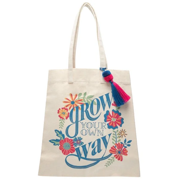 Thin Handle Tote Bags for Fashion -Grow Your Own Way Canvas Tote