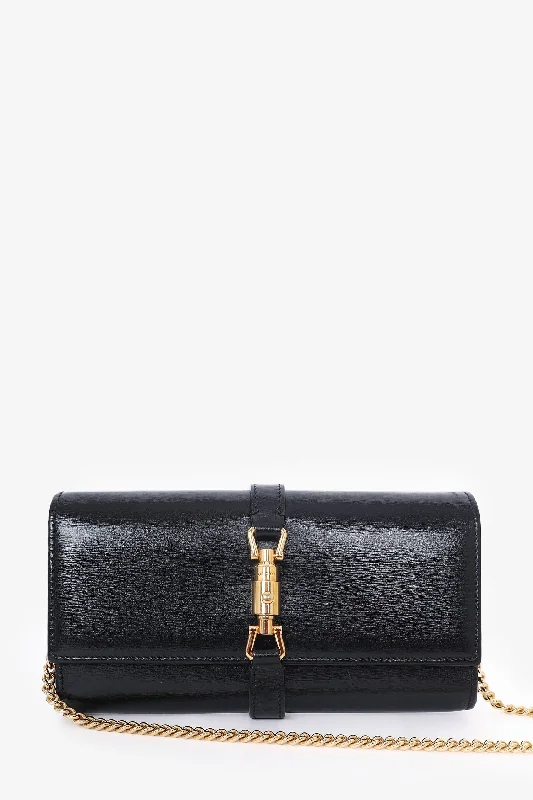 Tote Bags with Exterior Pockets -Gucci Black Leather 'Jackie 1961' Wallet On Chain