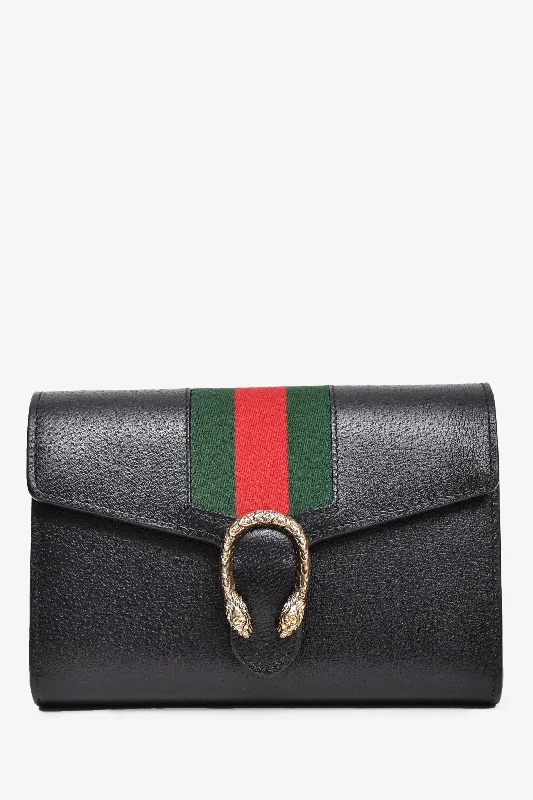 Tote Bags with Stars -Gucci Black Leather Web Dionysus Wallet on Chain