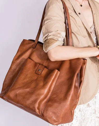 Burnt sienna handle bags for bold rustic tones -Handmade Genuine Leather Handbag Tote Large Shopper Bag Purse Handbag Shoulder Bag Purse For Women