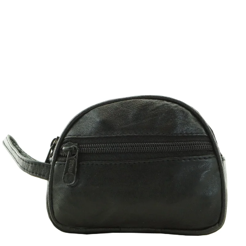 Sturdy gabardine handle bags enduring long-term use -HCP01 ~  Black Sheepskin Coin Pouch