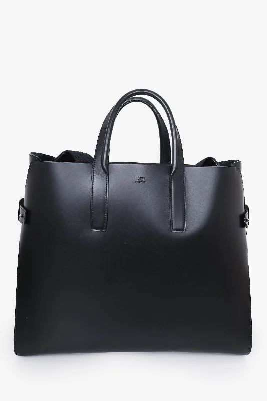 Leather Tote Bags for Women -Hermès 2016 Black Box Leather Cabacity 45 2in1 Tote Bag