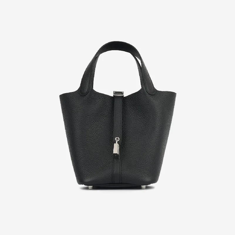 Vegan Leather Tote Bags -Hermès Hermès - Picotin 18 - Noir Clemence PHW - Unused - 2022