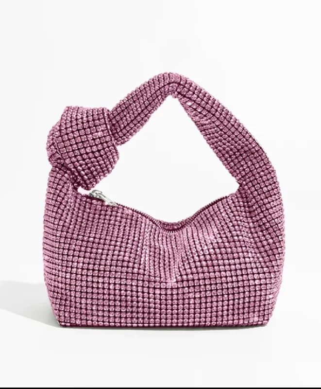 Tote Bags with Embossed Patterns -DIAMOND HOBO KNOT PINK