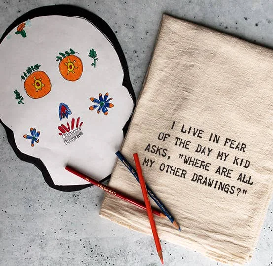 Tote Bags with Drawstrings -I live in fear of the day my kid asks Kitchen Tea Towels