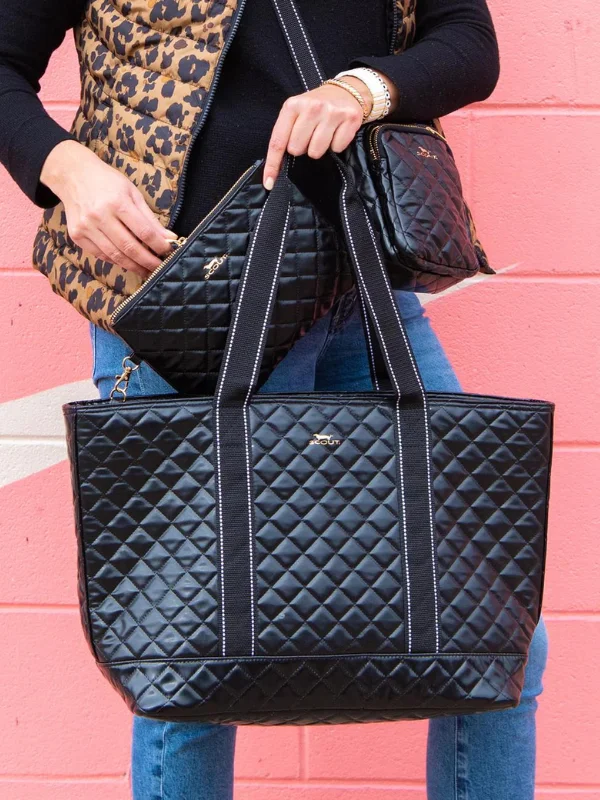 Striped Tote Bags for Style -Joyride Quilted Shoulder Bag