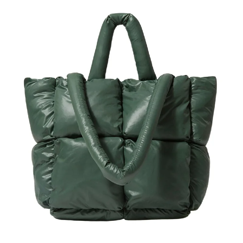 Deep teal handle bags for cool coastal elegance -Luxury Nylon Large Tote Shoulder Handbag