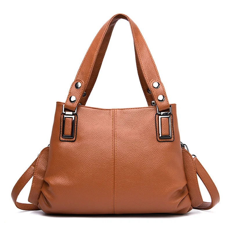 Tote Bags with Padding -Leather three mouth women's bag single shoulder messenger handbag