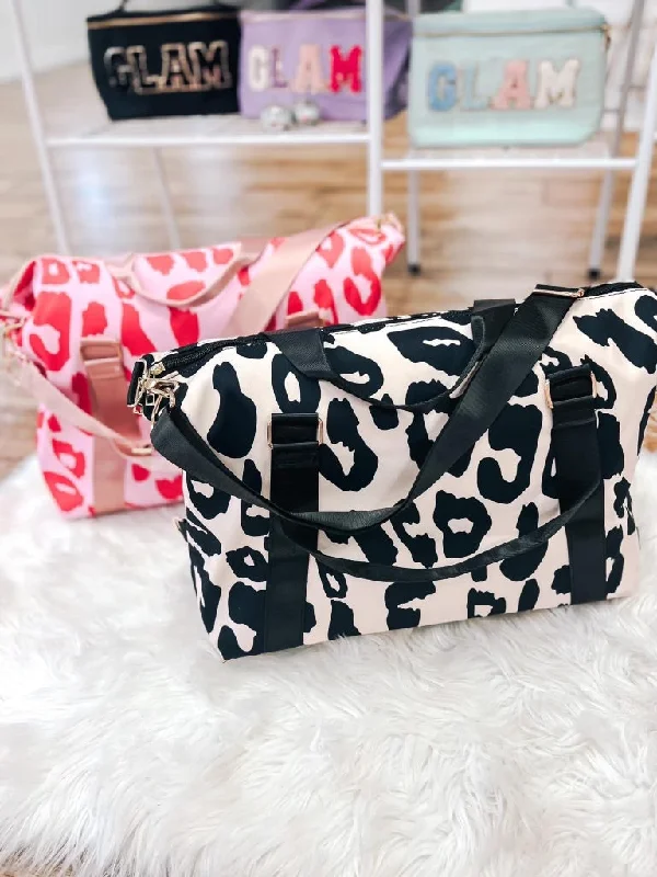 Button Tote Bags for Decoration -Leopard Duffle Bags