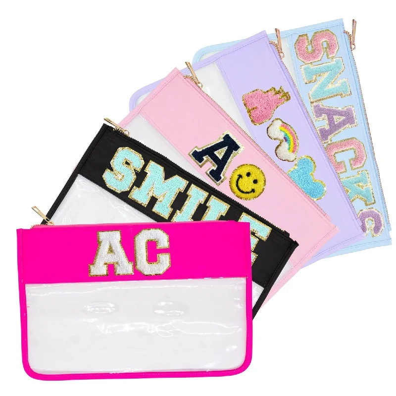 Tote Bags with Canvas Handles -Clear Letter Patch Pouch