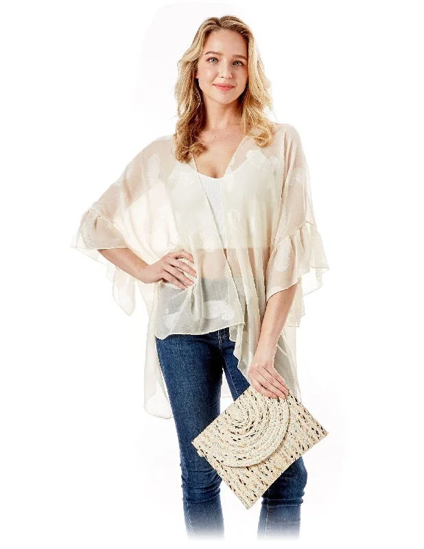 Creamy beige handle bags for versatile neutral looks -LOA388 Sandra Weaved Straw Envelope Clutch Crossbody Bag