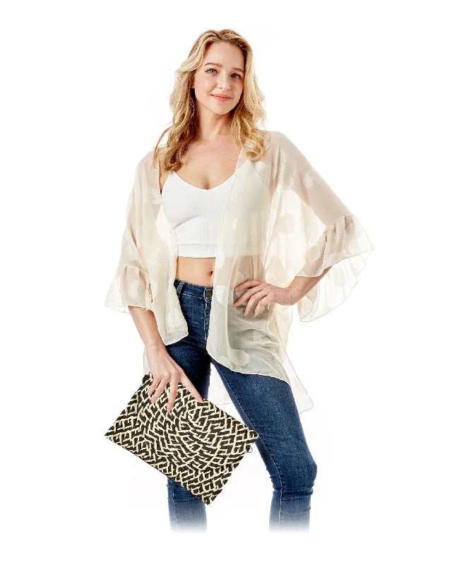 Lightweight linen handle bags for airy summer carry -LOA407 Olivia Weaved Straw Envelope Clutch Crossbody Bag