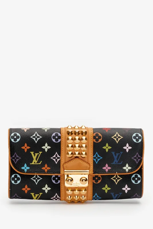 Tote Bags with Woven Handles -Louis Vuitton Black Multicolour Monogram Courtney Clutch Bag