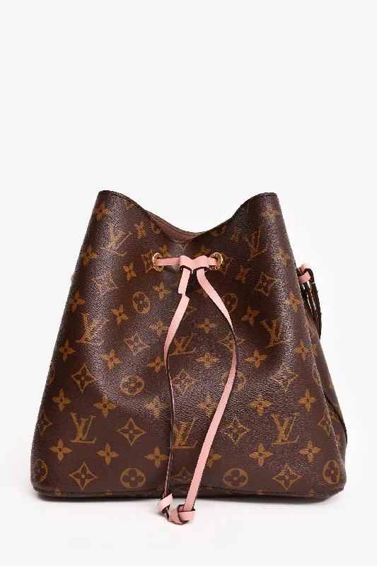 Tote Bags with Wool Handles -Louis Vuitton Brown/Pink Monogram Canvas 'NeoNeo' Bucket Bag