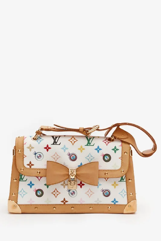 Tote Bags with PU Handles -Louis Vuitton x Takashi Murakami White Multicolour Monogram \'Eye Need You\' Bag