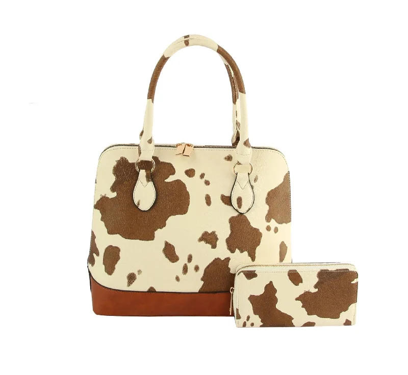 Soft lambskin handle bags with buttery luxury feel -LQ277 Della Cow Satchel with Wallet