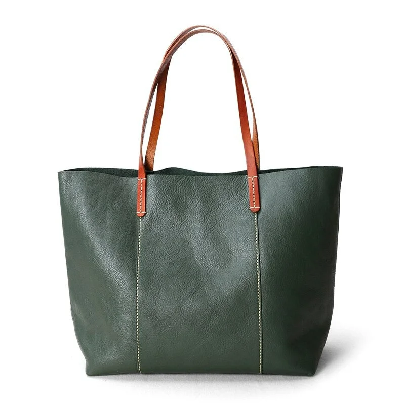 Minimalist cotton handle bags for casual minimalist style -Luxury Genuine Leather Casual Tote Bag